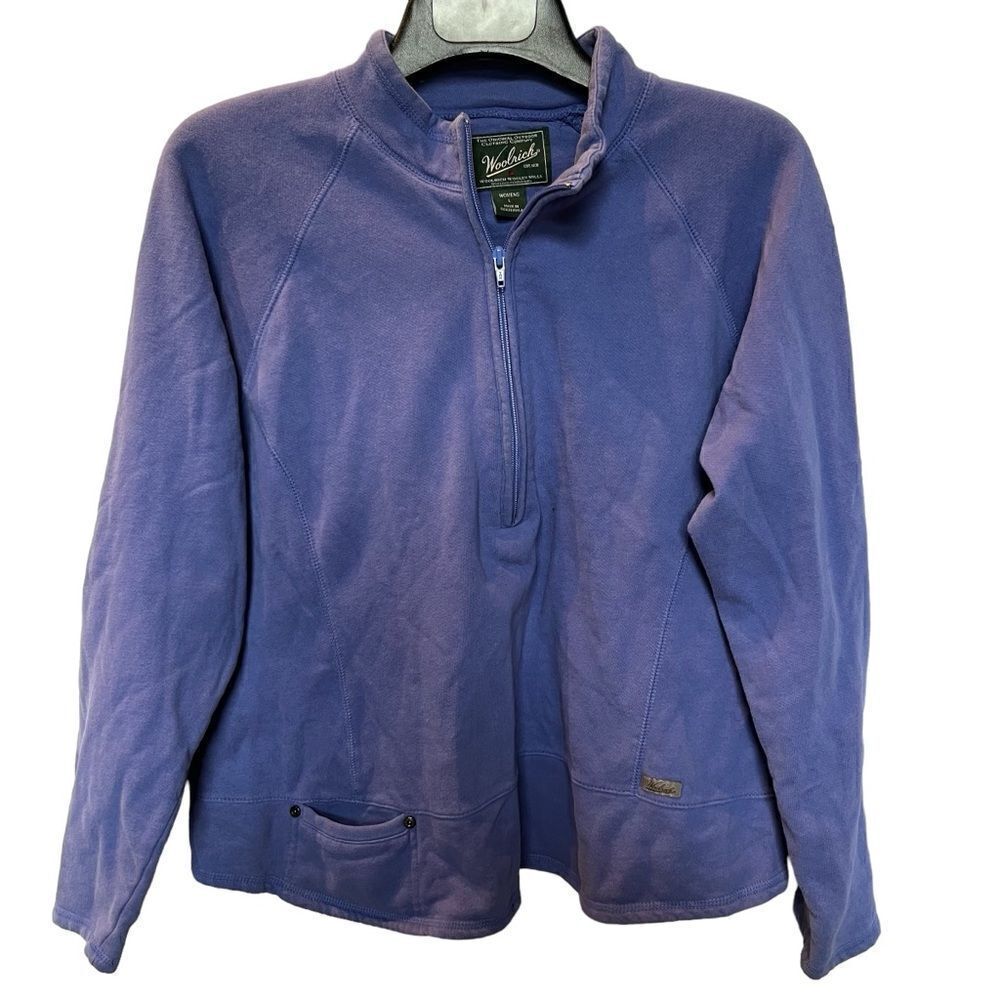 Woolrich Women's 1/2 Zip Sweat Shirt Blue Size Large
